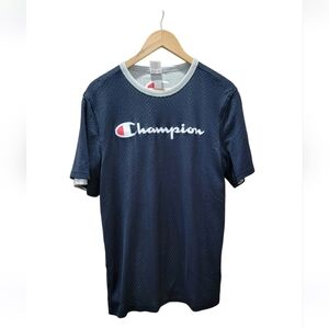 Champion Reversible Mesh T-Shirt Navy Oxford Grey Size L